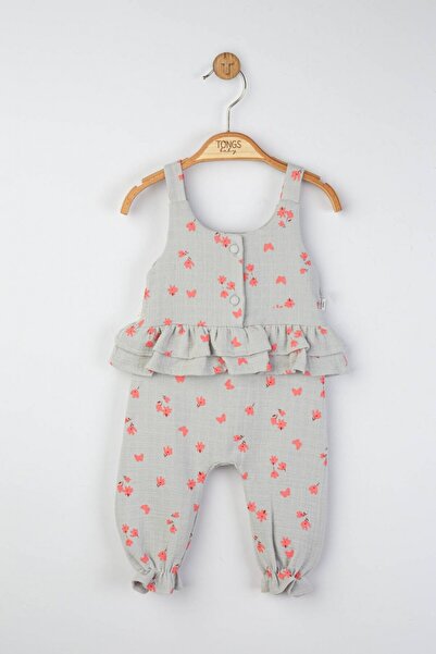 JollyMag Summer muslin baby jumpsuit, Tongs baby (Color: Gray, Size: 0-3 Months)