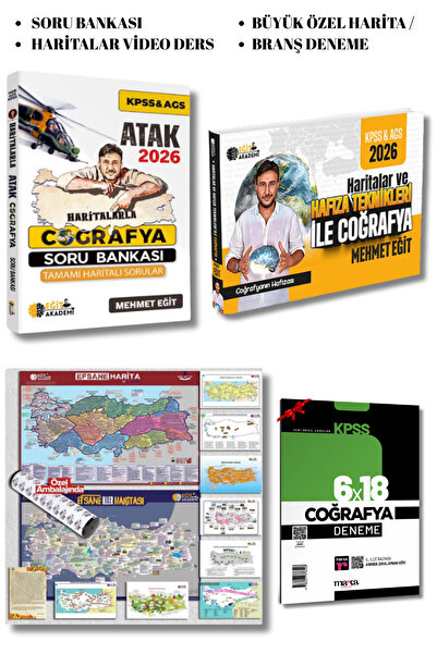 Eğit Akademi 2026 KPSS AGS Coğrafya Soru ve Haritalar Coğrafya + Efsane Özel ...