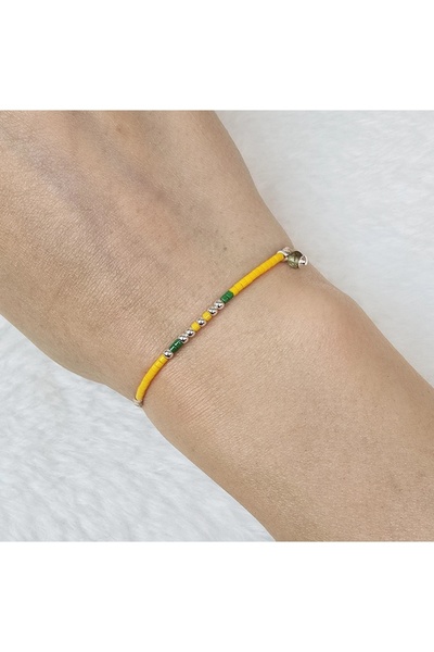 Lexy's Boutique Bratara cod Morse, zodia Leu, margele Miyuki, margele din Argint 925 si Peridot