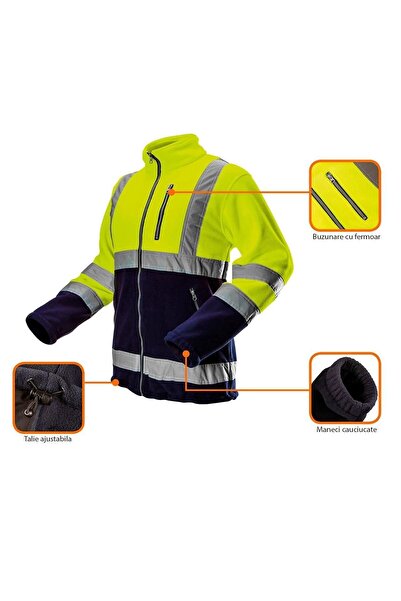 JollyMag Work jacket, reflective, polar fleece, yellow, Visibility model, size S/48, NEO