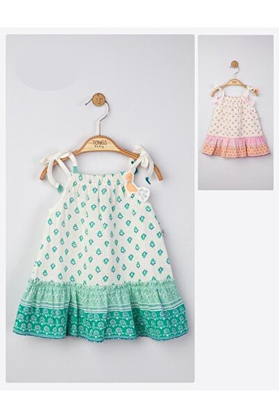 JollyMag Rochita de vara din muselina pentru fetite Peacock, Tongs baby (Culoare: Verde, Marime: 9-12 luni)