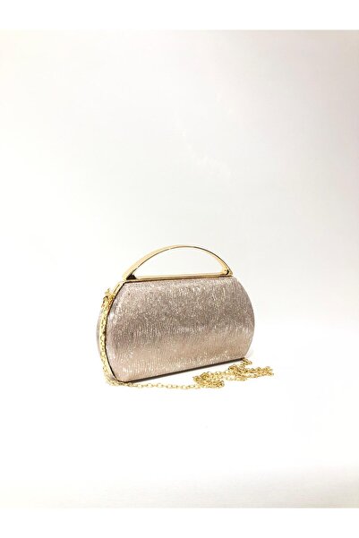 womenacs Gold Color Laser Fabric Stylish Evening Dress Clutch Portfolio Chain Strap Handheld Wedding Engagement Evening Shoulder Bag