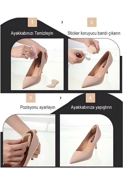 obrigado Çift Siyah veya Ten Rengi Ayakkabı Topuk Vurma Önleyici ve Daraltıcı Ped 5 mm
