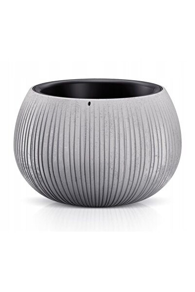 JollyMag Ghiveci decorativ de flori, rotund, gri, 2.3 L, 23.8x16.1 cm, Beton ...