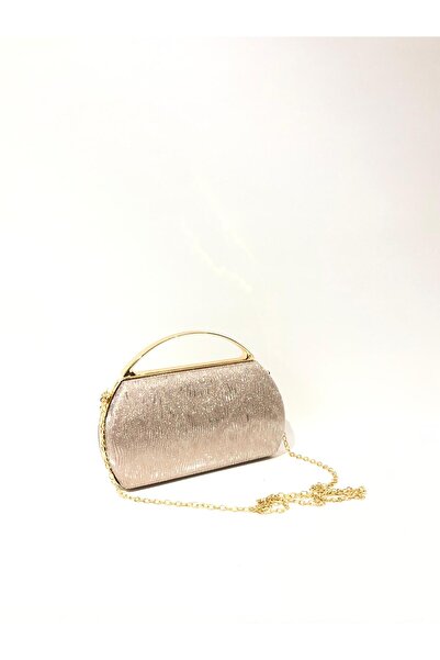 womenacs Gold Color Laser Fabric Stylish Evening Dress Clutch Portfolio Chain Strap Handheld Wedding Engagement Evening Shoulder Bag