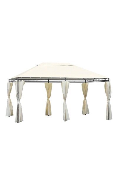 JollyMag Pavilion/foisor pentru gradina/terasa, cadru metalic, cu perdele, crem, 4x3x2.55 m