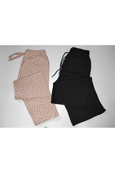 DÜVEN Pachet de 2 pantaloni de sport pentru femei, cu picioare largi, din modal și pantaloni de pijama din bumbac