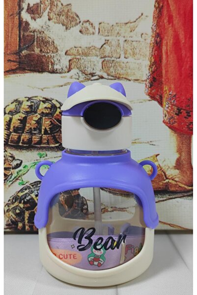 Home Transparent Water Bottle with Hat Purple Color