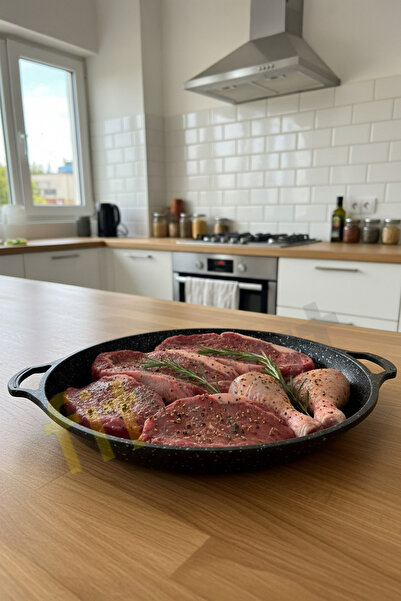 FİTHOME Large Size Cast Granite 36 cm Sheet Roasting Pan Can Go into the Oven Non-Stick