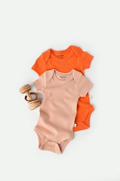 JollyMag Set 2 body-uri bebe unisex din bumbac si modal - Rodie/Piersica, Bab...