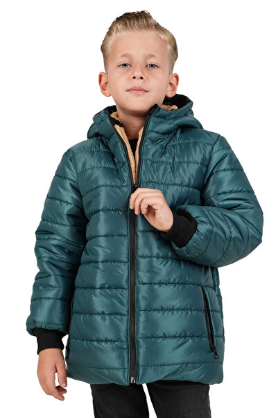 Merdia Ανδρικό παλτό με κουκούλα με επένδυση από γούνα, αδιάβροχο και αντιανεμικό, με μοτίβο ίσιας γραμμής