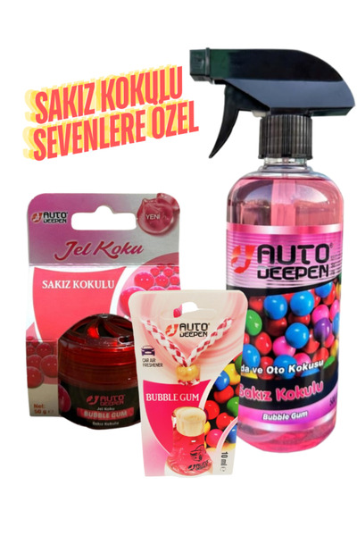 AutoDeepen 3lü Sakız Oto Koku Ve Oda Koku Seti Jel Koku&Sprey500ml&Asma Koku