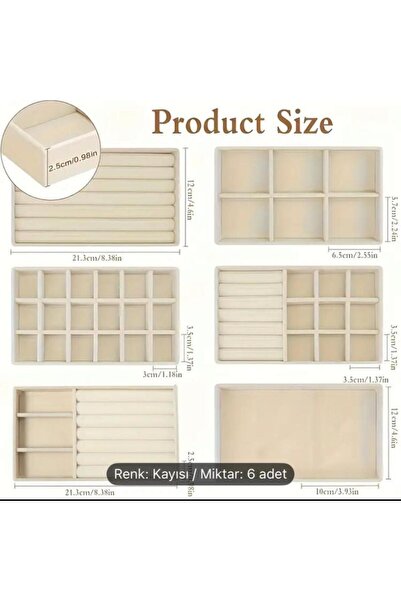 LONDON Birds Store Şık 6 lı çekmece içi takı set ( KREM renk )