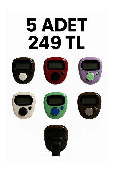 LookBuyTake 5 قطع - مسبحة رقمية متنوعة الألوان من نوع ZikirMatik، صغيرة الحجم...