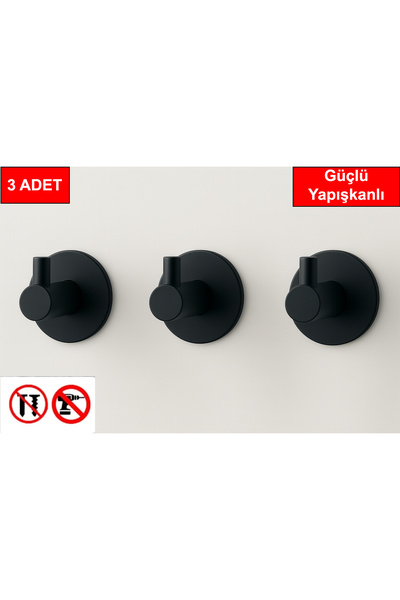 andela 3 adet Yuvarlak Plastik Güçlü Yapışkanlı Kancalı Çok Amaçlı Askılık Ka...