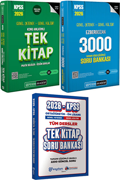 Pegem Akademi Yayıncılık 2026 KPSS Konu Tek Kitap Ezberbozan 3000 Soru - Orta...