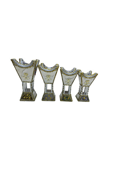 DOUS ASL طقم مباخر فضي 4 قطعة