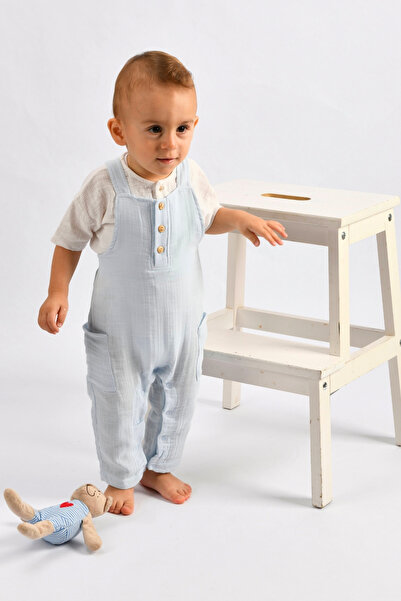 e&f Store Muslin Baby Salopet Jumpsuit - Baby Blue
