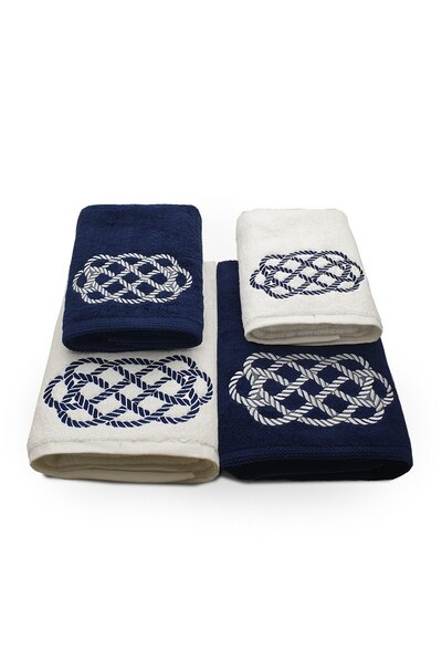 H Hotel Supplier Set 4 Prosoape baie, Brodate, bumbac 100%, Alb, 2x70x140cm, ...