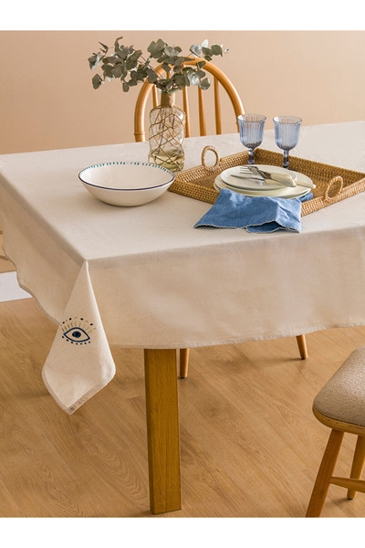 LC Waikiki New Season Beige Eye Embroidered Tablecloth 150X150 cm