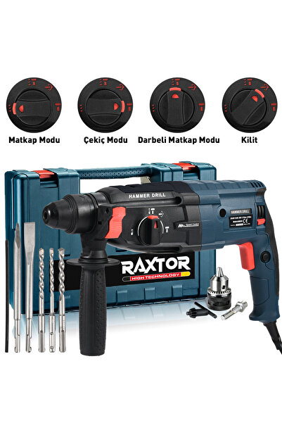 RAXTOR Çelik Şanzıman Kırıcı Delici Darbeli Matkap 2-28mm Matkap Hilti