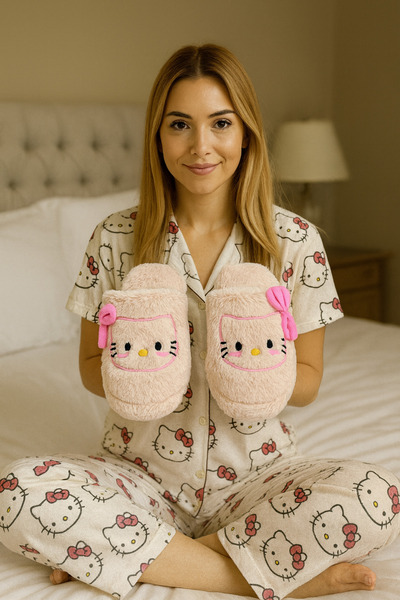 Behtah Kundura Παντόφλες με χνουδωτή σόλα Hello K Figured House Slippers Παντ...