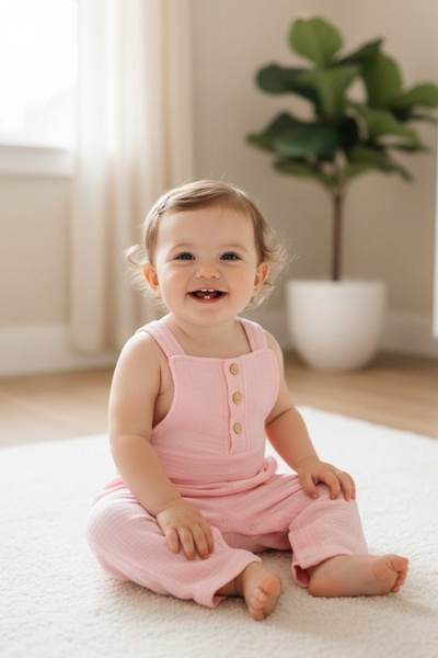 e&f Store Müslin Bebek Salopet Tulum - Bebe Pembe
