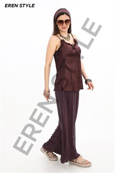 EREN STYLE Italian Satin Blouse Silk Pants Set