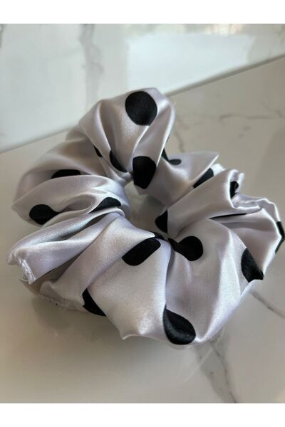 ShineByMe Saten Scrunchie Toka Lastik Simit Toka büyük Puantiyeli