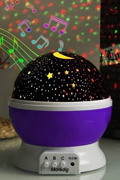 Ufak Tefek Şeyler Dönen Küre Renkli Yıldızlı Gökyüzü Projeksiyon Gece Lambası
