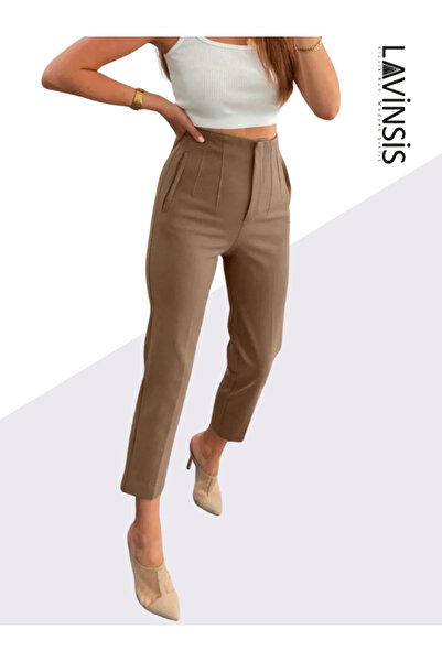 lavinsis Kadın Zr Model Pensli Yüksek Bel Dar Paça Kadın Kumaş Pantolon