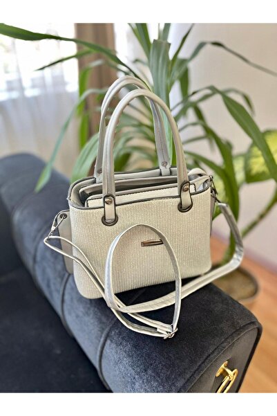 zemihra Geantă de umăr și de braț pentru femei, argintie, cu 3 compartimente, cu curea de umăr reglabilă