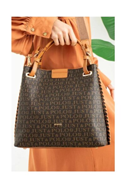 Just Polos حقيبة كتف ويد نسائية كبيرة الحجم مصنوعة يدويًا بتفاصيل دقيقة بلون ...