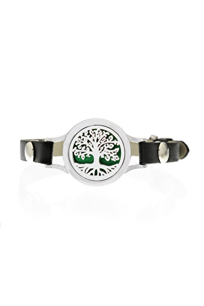 NEO Neo™ WJ254 Aromatherapy Bracelet, Tree of Life curled leaves, -friendly, zinc alloy and leather