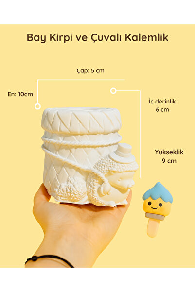 colorbuddie Bay Kirpi ve Çuval Kalemlik – Güçlendirilmiş Seramik Saksı / Masaüstü Düzenleyici