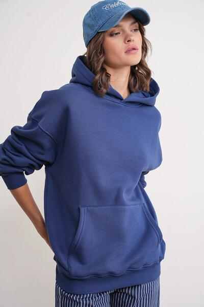 Mixray 2022 Unisex 3-нитковий базовий флісовий худі з капюшоном, синій