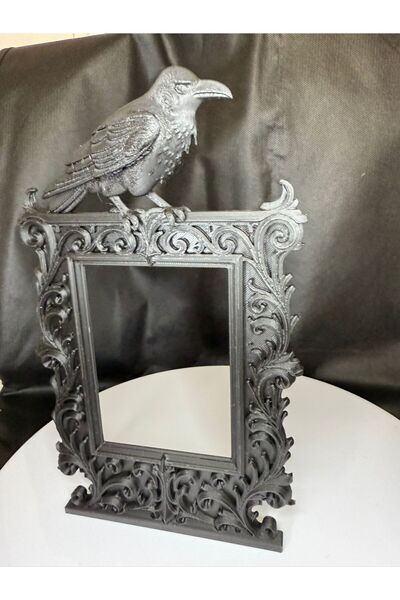 MYA DESİGN JEWERLY 3D Decorative Gothic Crow Frame Vintage