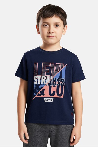 Levi's تي شيرت للأطفال الأولاد بأكمام قصيرة ورقبة دائرية وطبعة جرافيكية، متعد...