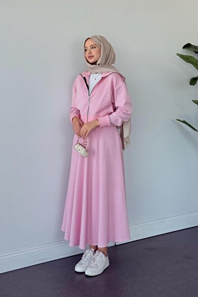 Şulemoda Giyim Moda Ribanalı Takım Pembe