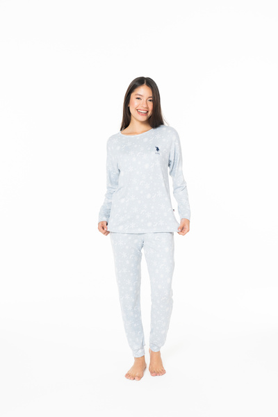 U.S. Polo Assn. Women's Snowflake Patterned Elastic Leg Home Wear Blue - Blue - Batdn20E15M2-Umavi