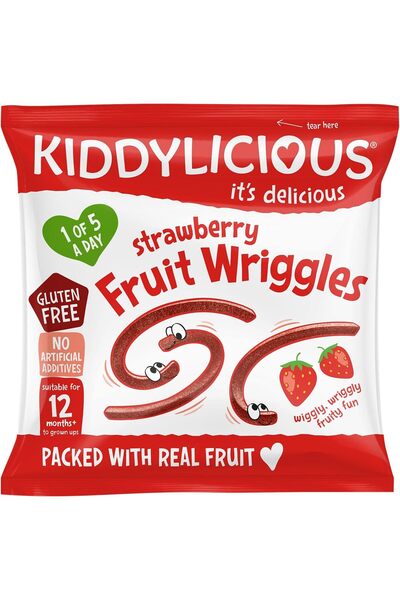 Kiddylicious Strawberry Wriggles - Delicious Real Fruit Treat for Kids - Suitable for 12+ Months - 1