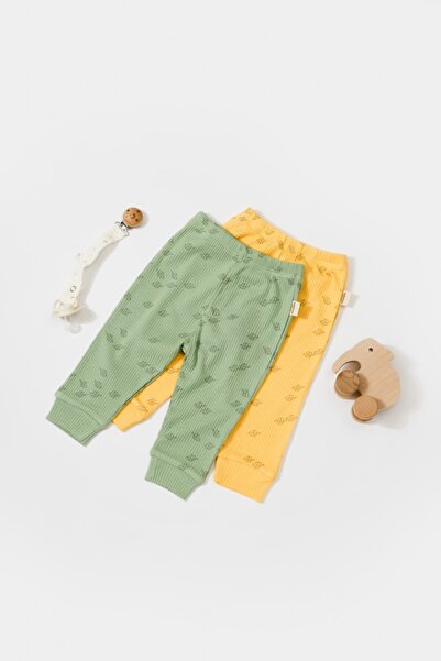 JollyMag Set of 2 Printed Pants, BabyCosy, 50% Modal+50% Cotton, Green/Lemon ...
