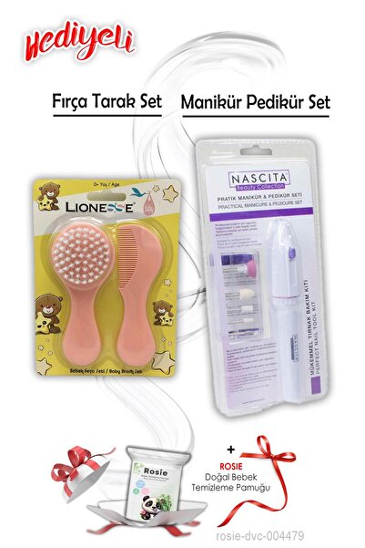 Tarko Set četkica i češlja u roze boji i set za manikir i pedikir sa ROSIE po...