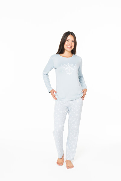 U.S. Polo Assn. Women's Crew Neck New Year Concept Pajama Set Blue - Blue - Sreia20K15Y1-Mmavi