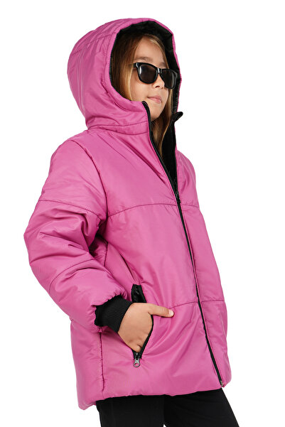 Merdia Kız Çocuk Su ve Rüzgar Geçirmez İçi Kapüşonlu Mont