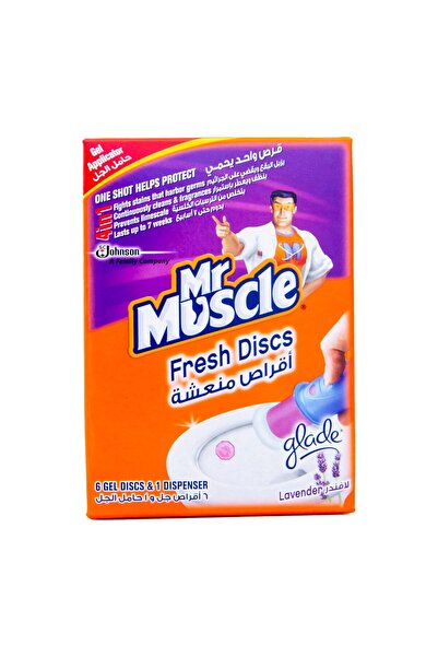 Mr. Muscle أقراص جل منعشة 4 في 1 برائحة اللافندر 38 جرامًا تنظف وتنعش وتمنع البقع وتسهل نظافة المرحاض