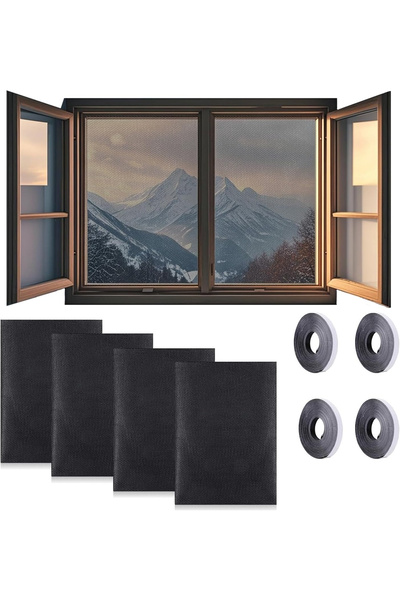 OEM Thick insect net curtain, no holes, 130x150 cm Black, set of 4 pieces
