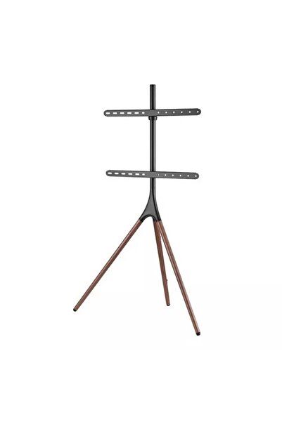 Brateck Artistic Easel Studio TV Stand for 45-65 Inch Matte Black Bracket with Walnut Tripod Base