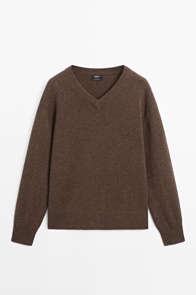 Massimo Dutti %100 kaşmir triko V yaka kazak