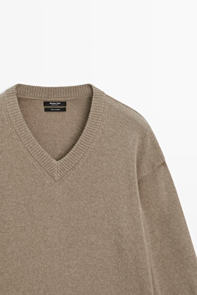 Massimo Dutti %100 kaşmir triko V yaka kazak